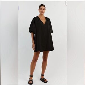 DISSH SKYLAR BLACK COTTON MIDI MINI DRESS SIZE 8